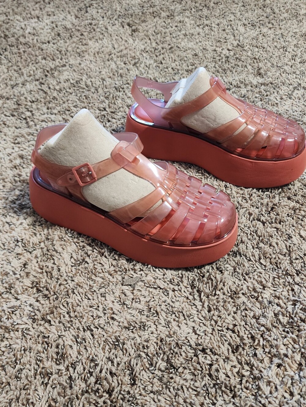 Melissa Possession Platform Terracotta Vegan Jelly Sandals Size 8 Fisherman - Picture 2 of 9